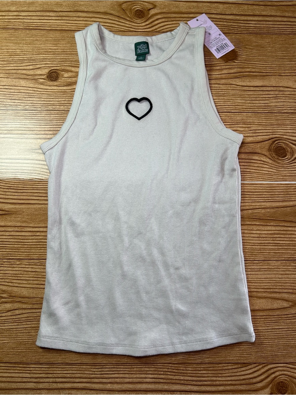 Wild Fable Beige Ribbed Tank Top Heart Cutout Size S NWT Coquette Soft Girl Y2K